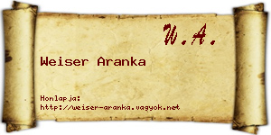 Weiser Aranka névjegykártya